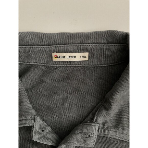 Marine Layer L/XL Shirt Vintage Heavy Slub Polo Gray Long Sleeve Mens NWOT - Picture 4 of 7